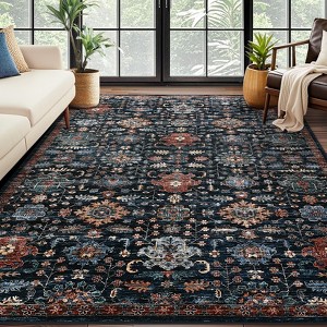 Rugs for Living Room Washable, Soft Vintage Large Bedroom Rug Boho Low Pile Non-Slip Area Rugs Farmhouse Indoor Floor Carpet for Bedroom - 1 of 4