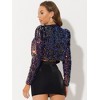 INSPIRE CHIC Women's Sequin Long Sleeve Open Front Party Cropped Jacket - 4 of 4