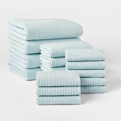 16pk Quick Dry Bath Towel Starter Bundle Aqua - Threshold™