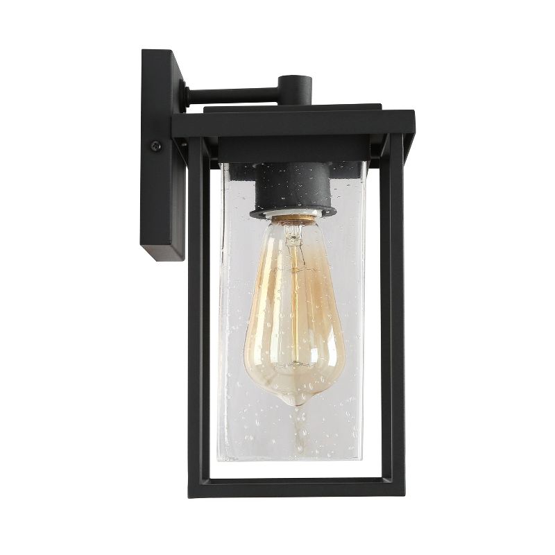 10&#34; Metal/Seeded Glass Square Modern Outdoor Wall Light Black - LNC, 5 of 10