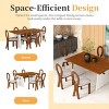 Modern Dining Table Set for 6,Solid Rubber Dining Table,Upholstered Chairs with Teardrop-Shaped Back for Living Room Dining Room - 3 of 4