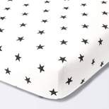 Flannel Fitted Crib Sheet Stars - Cloud Island™ - Cream/Black