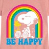 Girls' - Peanuts - Be Happy Rainbow Fitted Short Sleeve Graphic T-Shirt - 2 of 4