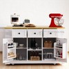 53" Farmhouse Kitchen Island Set with 2 Bar Stools, Drop Leaf, Outlet, Storage Shelves, Rolling Kitchen Cart with Wheels, 3 Drawers, Kitchen Cabinets - 4 of 4