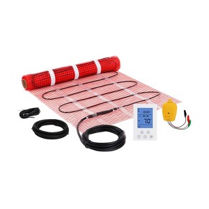 VEVOR Floor Heating Mat,10 Sq.ft.14℉-113℉ Electric Radiant Floor Heated Warm System with Sensing Thermostat,110-120V  Includes Monitor,Black&Red - 1 of 4