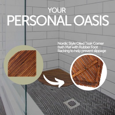 Nordic Teak 30" x 30" Oiled Wooden Bath Mat