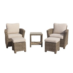Courtyard Casual Capri 5 pc Relax Chat Set  Includes:  One End Table, Two Club Chairs and Two Ottomans - 1 of 4