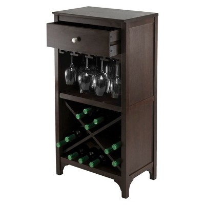X-Shelf Drawer Wine Cabinet Wood/Coffee - Winsome, Brown