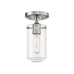 Delaney Modern Glass Flush Mount Light Fixture - 1 Bulb, Dimmable, Damp Rated, 5" x 10.5" - 1 of 3