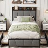 Metal & Linen Upholstered Platform Bed – Storage Headboard & 2 Drawers, Sturdy Bed Frame - 2 of 4