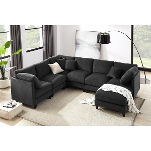 MYINDA 116.14'' Oversized 7-Seater Sectional Couch, Chenille U-Shape Corner Sofa for Spacious Living Room, Office - 1 of 4