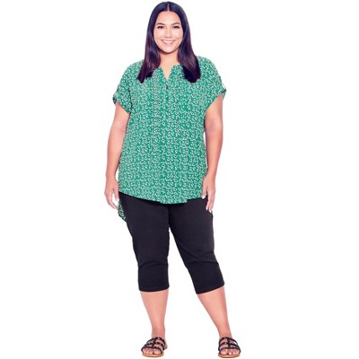 Avenue Women's Plus Size Butter Denim Pull On Crop Jean