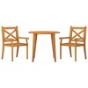 vidaXL 3pc Patio Dining Set - Solid Acacia Wood, Slatted Design, Rustic Brown Finish, Outdoor Patio Furniture, Round Table and Chairs - 3 of 4