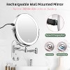 FUNTOUCH Wall Mounted Makeup Mirror, Rechargeable 2-Sided,1X/10X Magnification 3 Color LEDs,Dimmable 360° Rotation with Extension Arm/Hooks - 3 of 4