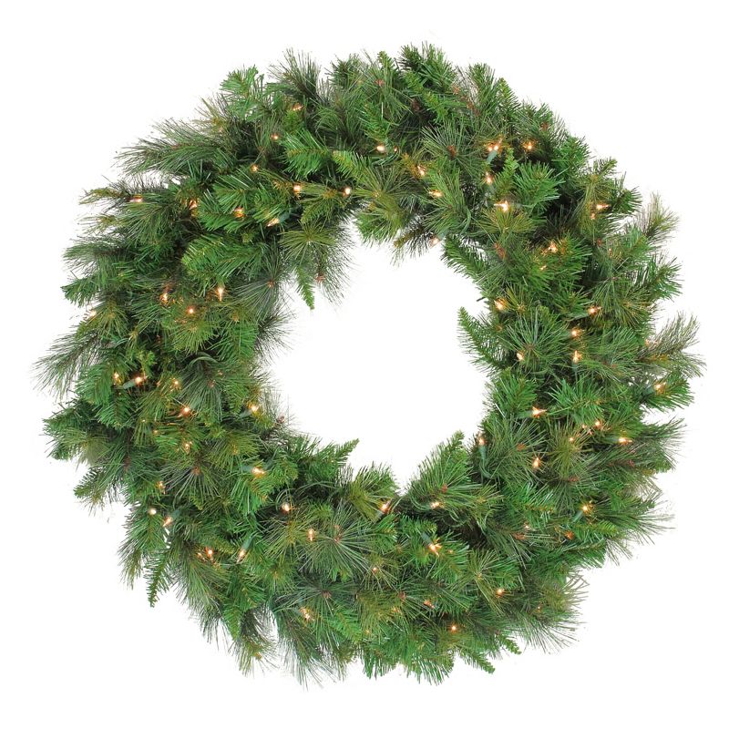 Northlight Real Touch™️ Pre-Lit Canyon Mixed Pine Artificial Christmas Wreath - 36" - Clear Lights, 1 of 7