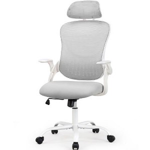 SYFERLORY Office chair, comfortable swivel chair with high back, wheels, adjustable headrest, Pink - 1 of 1