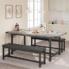 Industrial Expandable Dining Set with 2 Upholstered Benches - 47.2 to 63 inch Table, H-Frame Base, 550lb Capacity, Space-Saving for Compact Homes - 3 of 4