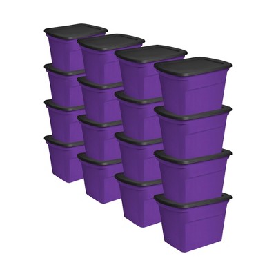 Sterilite 18 Gallon Orange Plastic Storage Container Bin Tote with Black Lid, Halloween
