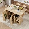 53 Inch Kitchen Island with Drop Leaf,Kitchen Cart with Internal Storage Rack And with 3 Drawers 2 Cabinets-Maison Boucle - 3 of 4