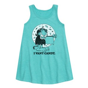 - Garfield - I Vant Candy Graphic Sleeveless Aline Dress - 1 of 3
