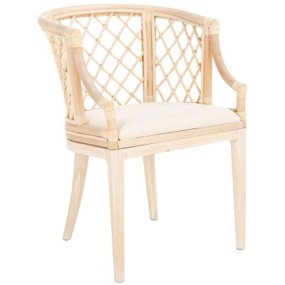 Natural White Wash Rattan Dining Chair with Cushions