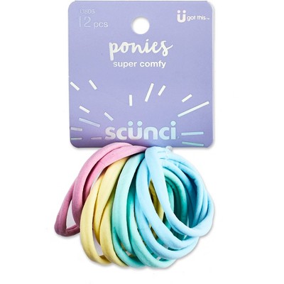 scunci Hosiery Elastic Hair Ties - All Hair - Pastels - 12pcs