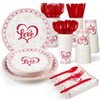 215PCS Disposable Paper Dinnerware Set (Serves 25) - Festive Decor for Christmas/Valentine’s Day/Halloween, Party Tableware Kit for Holiday - 2 of 4