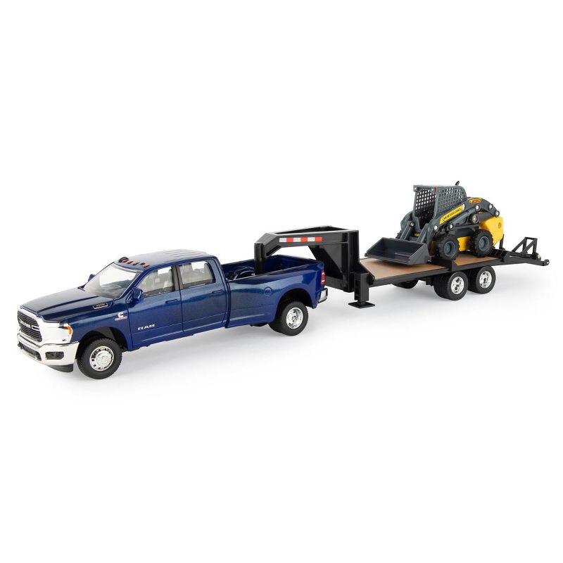 Tomy 1/32 Ram 3500 Dually Quad Cab with Lowboy and New Holland L230 Skid Steer 47269, 1 of 9