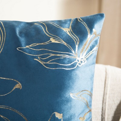 Yari Royal Blue and Tan Square Decorative Pillow