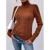 Imily Bela Women's Autumn/Winter Casual High Neck Long Sleeve Cable Knit Solid Slim Fit Turtleneck Sweater Pullover Tops - 4 of 4