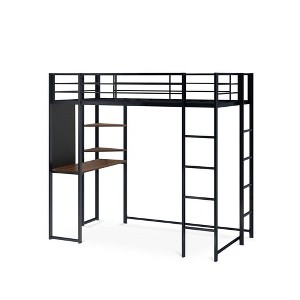 East West Furniture,Buckland Twin Loft Bed In Powder Coating- Black Color - 1 of 4