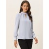 INSPIRE CHIC Women's Office Keyhole Elegant Stand Collar Long Sleeve Back Neck Button Blouse - 3 of 4