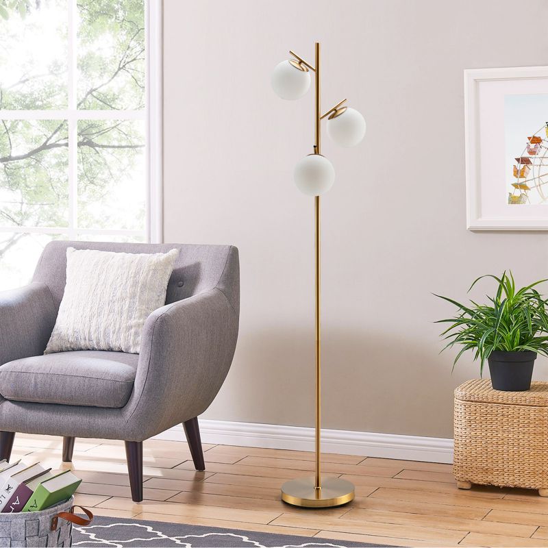 Tangkula Modern 3-Globe Freestanding Floor Lamp with Convenient Foot Switch & 3 E26 Bulb Bases, Sturdy Steel Pole Golden, 4 of 11