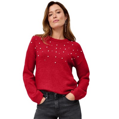 ellos Pearl Embellished Pullover