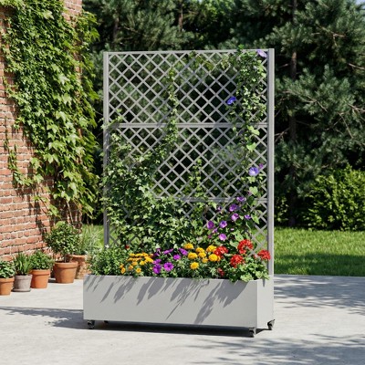 MAYEERTY 72 x 47 Inch Metal Planter Box with Trellis, Check Grid ...