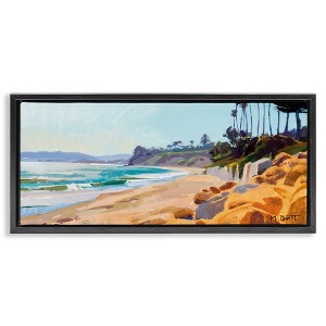 Stupell Industries Summer Beach Landscape Painting Black Framed Floater Canvas Wall Art - 1 of 4