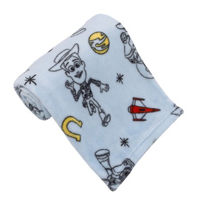 Image of Disney Toy Story 4 Super Soft Blue, Yellow, Red Buzz Lightyear Woody Star Rocket Horse Shoe French Fiber Baby Blanket
