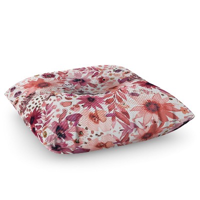 Ninola Design Rustic Flowers Organic Holiday Square Floor Pillow - Deny Designs