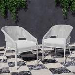Haven Way 2pk Brighton Steel Stacking Patio Arm Chairs Cream