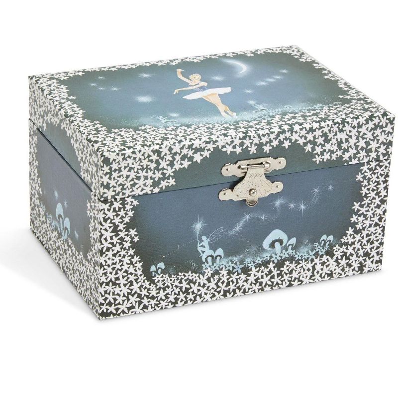 Jewelkeeper Girl's Musical Jewelry Storage Box with Twirling Fairy Blue and White Star Design, Blue, 2 of 5