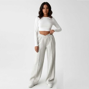 Cherie Code Women's Wide-Leg Sweatpants - High Waist, Cotton Blend, Casual Lounge Pants with Stretch Waistband - 1 of 3
