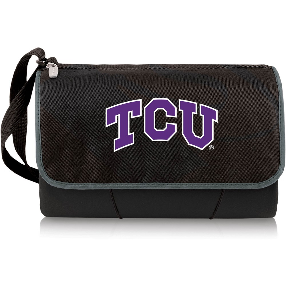 NCAA TCU Horned Frogs Blanket Tote Outdoor Picnic Blanket - Black