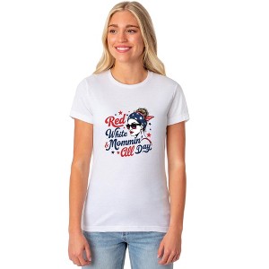 Red White & Mommin' All Day Women's 4th Of July Short-Sleeve T-Shirt - 1 of 4