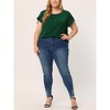 Agnes Orinda Women's Plus Size Elegant Pleated Petal Tulip Short Sleeve Office Work Summer Blouses - 2 of 4
