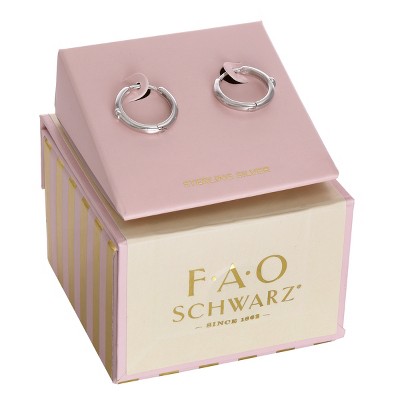 FAO Schwarz Sterling Silver Heart Hoop Earrings