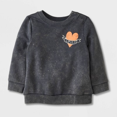 Image of Baby 'Loved' French Terry Sweatshirt - Cat & Jack™ Gray 6-9M