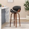 TiramisuBest Set of 2 Bar Stools, 30in Faux Leather Barstool Dining Chairs with PU Upholstery and Steel Frame (Brown) - 4 of 4