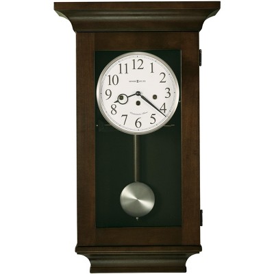 Oversized Contemporary Espresso Wooden Wall Clock with Nickel Pendulum
