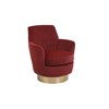 Velvet Swivel Barrel Chair, Comfy Round Accent Armchair with 360° Swivel & Gold Iron Base for Living Room & Bedroom - 3 of 4