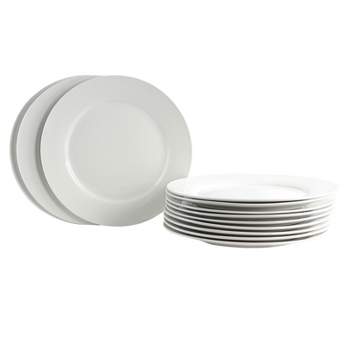Gibson Home Noble Court 12 Piece Dinner Plate Set in White